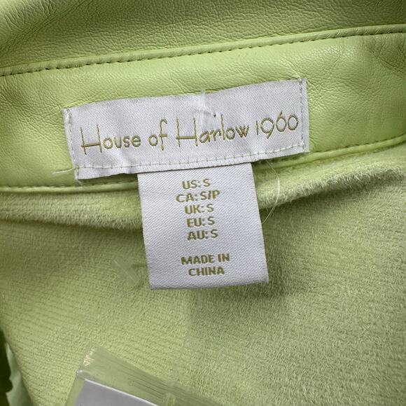 House of Harlow 1960 Shirt Dress Vegan Leather WMNS S Lime Green Utility Midi - Picture 7 of 9